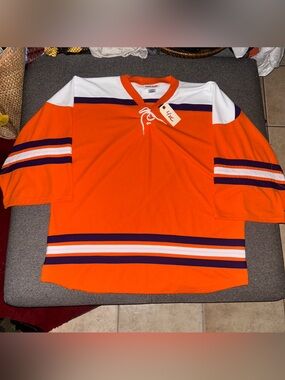Vintage Orange NHL Retro Goalie Hockey Jersey Size 4XL - Orange Purple